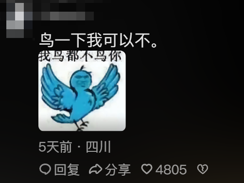 糊得包浆的“我鸟都不鸟你”表情包,怎么成了不少网友的赛博嘴替?(图2) 糊得包浆的“我鸟都不鸟你”表情包,怎么成了不少网友的赛博嘴替?